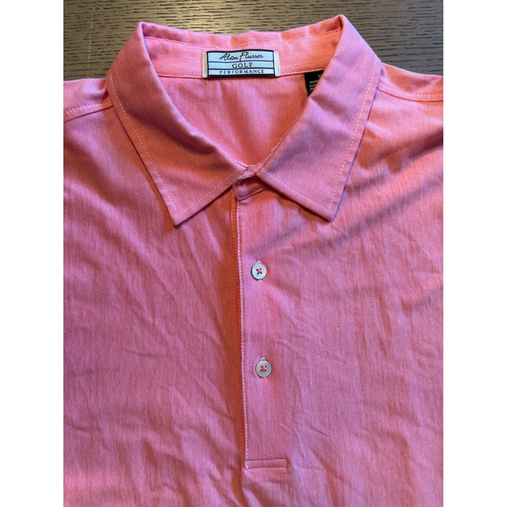Alan Flusser Golf Performance Pink Supima Cotton Mercerized Polo Shirt Mens XL